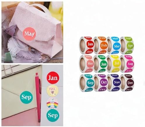 12 Rolls Round Multicolor Baby Milestone Labels