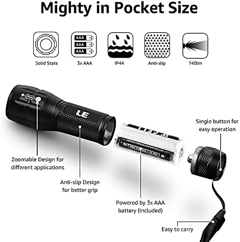 Lepro Bundle - 2 Pack LED Flashlights with Motion Sensor Waterproof Adjustable Brightness