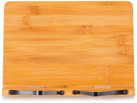 MEGREZ Bamboo Book Stand with Adjustable Height and Page Clips