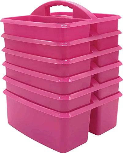 Pink 3-Compartment Storage Caddy 6-Pack for Classrooms