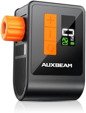 Auxbeam 120PSI Electric Bike Pump with Gauge and Dual Valves