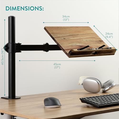Navaris Acacia Wood Book Stand with Clamp