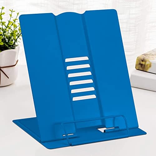 Adjustable Metal Book Stand for Reading and Documents Deep Blue