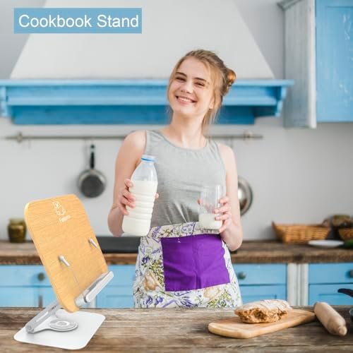 Fantemo Adjustable Book Stand with 360 Rotating Base