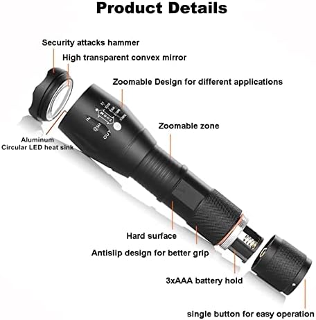 WINDFIRE Green Light LED Flashlight 1000 Lumens Tactical