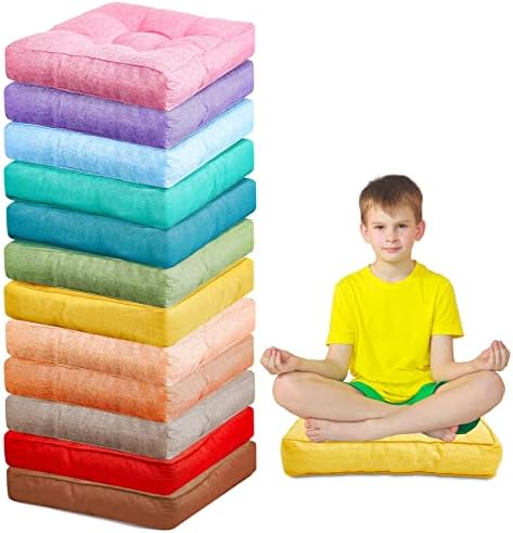 Tatuo 12 Pcs Square Floor Cushions for Kids and Classroom