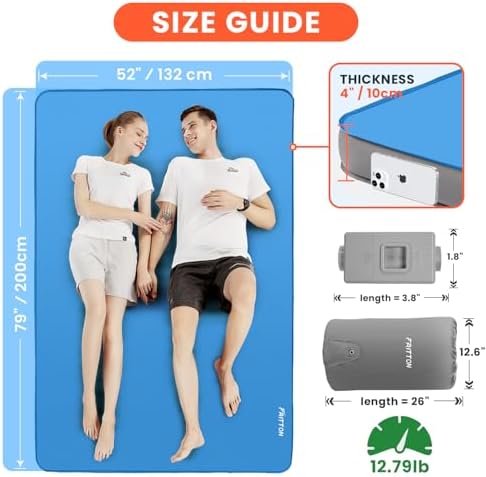 FRITTON Self-Inflating Sleeping Pad with Electric Pump 4 Memory Foam