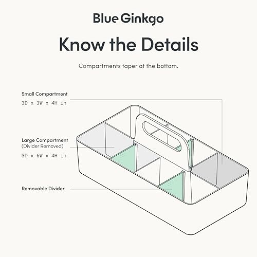 BLUE GINKGO Stackable Organizer Caddy - Korean Made White Long Rectangle