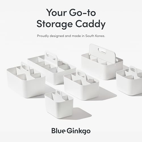 BLUE GINKGO Stackable Organizer Caddy - Korean Made White Long Rectangle