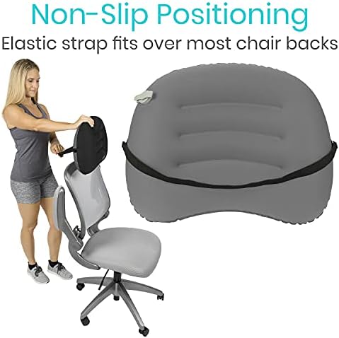 Vive Inflatable Lumbar Pillow - Adjustable Back Support for Travel Car Office