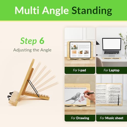 READBLISS Bamboo Book Stand - Adjustable Lightweight