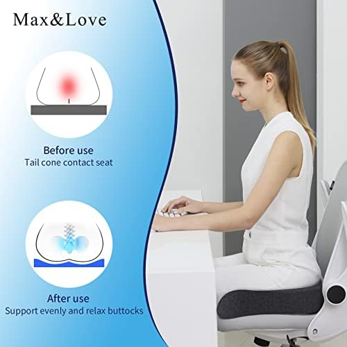 MaxLove Memory Foam Seat Cushion for Back Sciatica Pain Relief