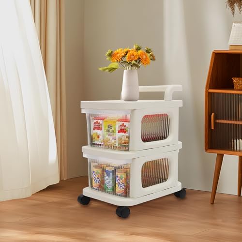 Sturdy Rolling Cart with 2 Drawers and 4 Wheels