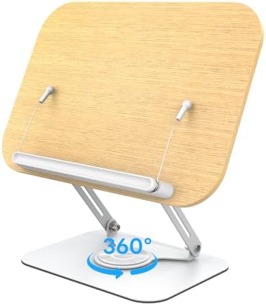 Heartor Adjustable Wooden Book Stand with 360 Swivel Base