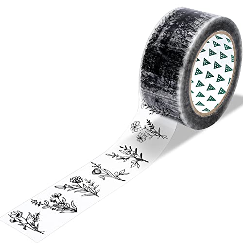 Whaline 100 Yards Clear Packing Tape with Floral Design 1