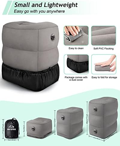 JefDiee Inflatable Leg Rest Pillow for Airplane and Travel