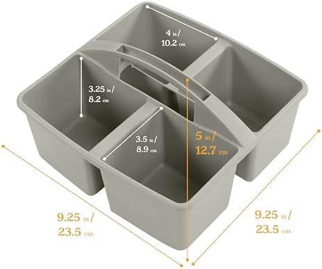 ECR4Kids 4-Compartment Storage Caddy Grey 6-Pack