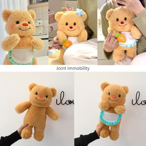 Interactive Butter Plush Bear Pillow with Flexible Joints