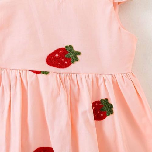 Toddler Girls Strawberry Embroidered Cotton Sundress