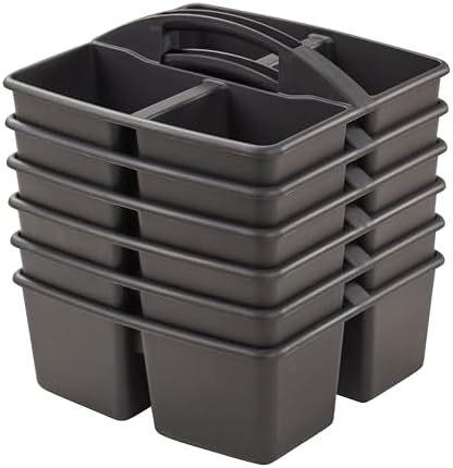 ECR4Kids 4-Compartment Caddy Set Black 6-Pack