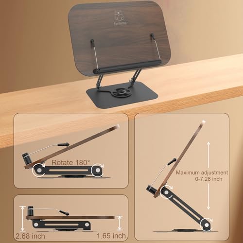Fantemo Adjustable Book Stand with 360 Rotating Base
