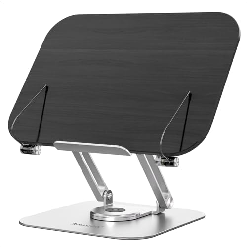Adjustable Book Stand with 360 Rotating Base and Page Clips 1
