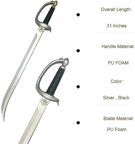 QUEQUAQUI 30-Inch Foam Pirate Cutlass Swords Set of Two