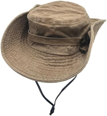 Casual Bucket Boonie Hat with Windproof Rope for Fishing Hiking