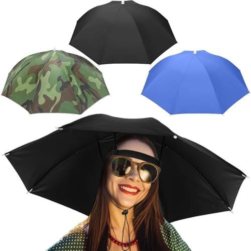 3 Pcs Adjustable Hands Free Fishing Umbrella Hat UV Protection Waterproof
