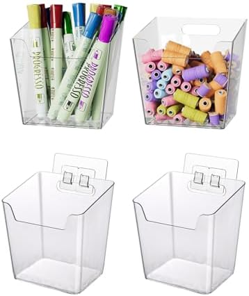 Clear Adhesive Wall Storage Bins 4 Pack 1
