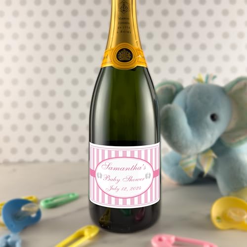 Baby Shower Pink or Blue Stripe Personalized Labels Set of 24
