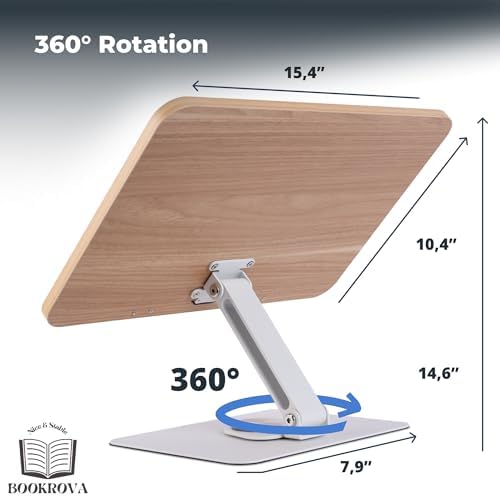 Adjustable Book Stand with 360 Rotating Base