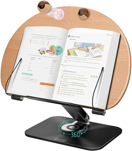 MEUXG Foldable Book Stand with 360 Rotating Base