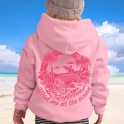 Pink Puff Hoodies for Kids Girls Y2K Preppy Sweatshirt