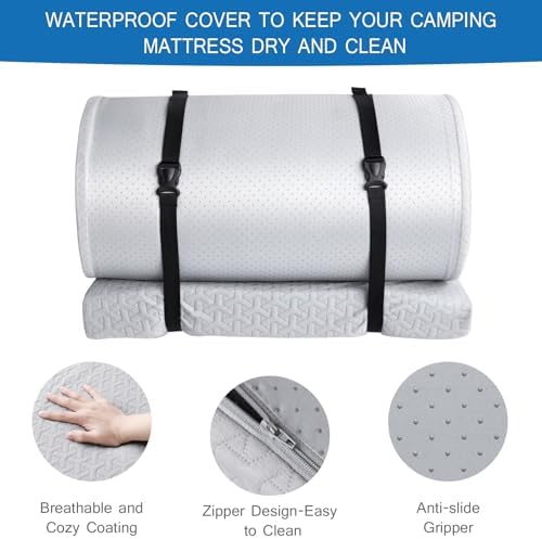 Coldwind 3 Inch Memory Foam Camping Mattress Pad Gray