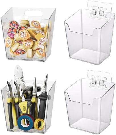 Clear Adhesive Wall Storage Bins 4 Pack