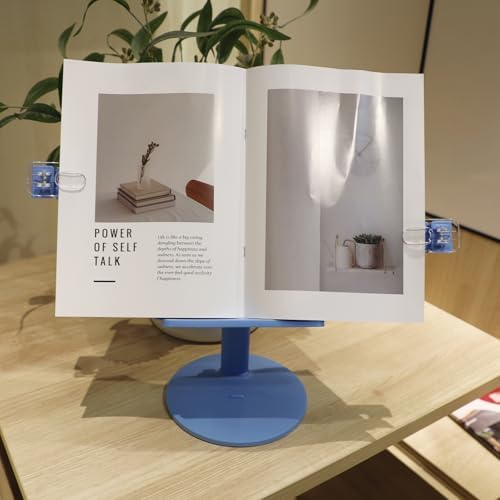 AssHMKIT Kids Book Stand with Page Clips and Foldable Design Blue