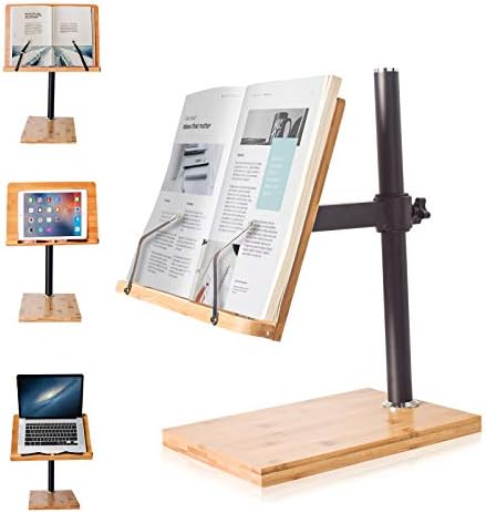 Wishacc Bamboo Adjustable Book Stand for Reading 1