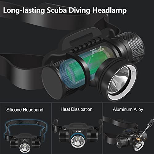 WINDFIRE Scuba Diving Headlamp 1200 Lumens 5 Modes IPX8 Waterproof