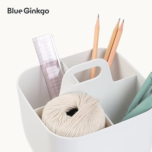 Blue Ginkgo Small Stackable Organizer Caddy - Square White