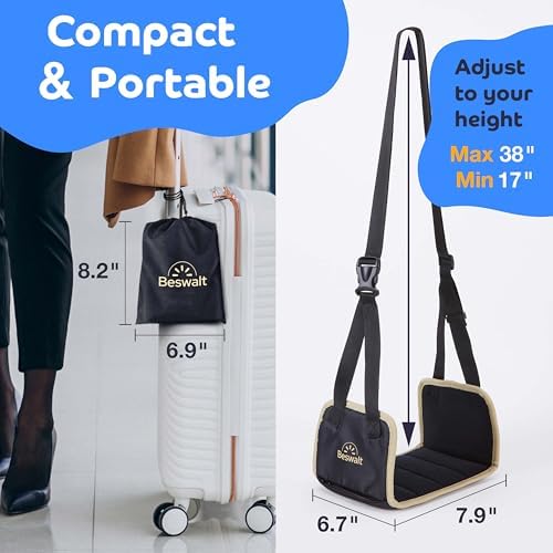 Portable Airplane Foot Hammock with Memory Foam - Beswalt Black