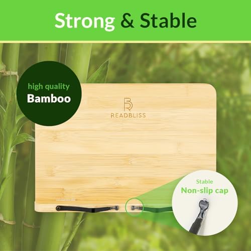 READBLISS Bamboo Book Stand - Adjustable Lightweight