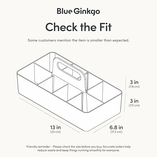 BLUE GINKGO Stackable Organizer Caddy - Korean Made White Long Rectangle