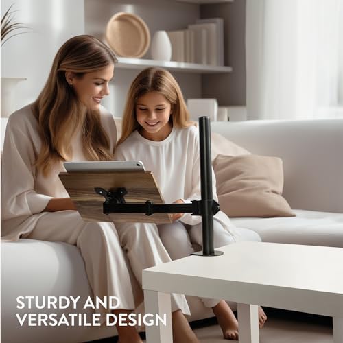 Navaris Acacia Wood Book Stand with Clamp