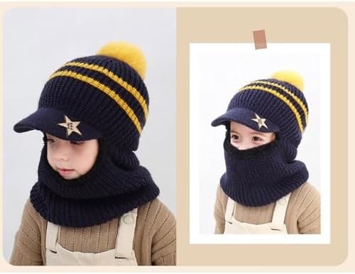 ECYC Winter Kids Balaclava - Warm Knit Hat with Hooded Scarf