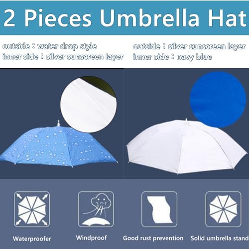 2 PCS Folding Adjustable Umbrella Hat for Adults