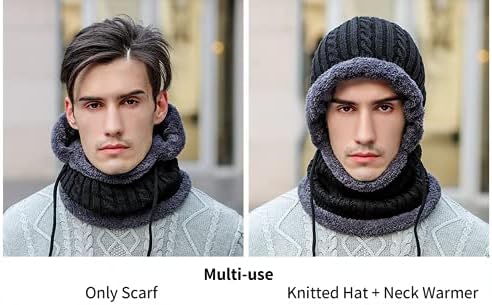 KEAIDO Men Winter Beanie Hat Scarf Set