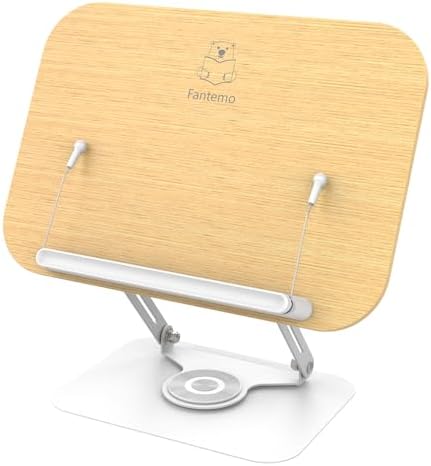 Fantemo Adjustable Book Stand with 360 Rotating Base
