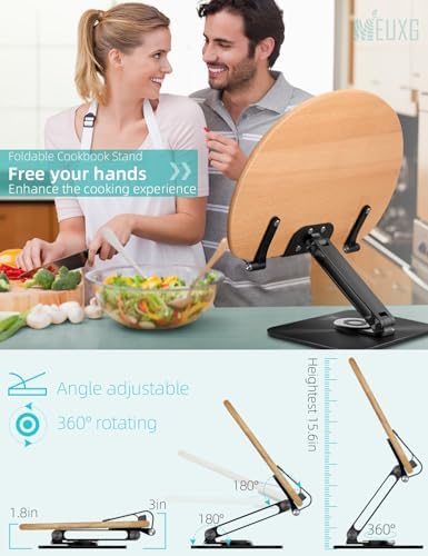 MEUXG Foldable Book Stand with 360 Rotating Base