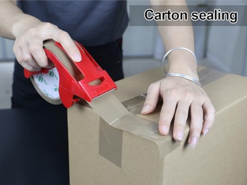 BOMEI PACK Heavy Duty Brown Packing Tape 12 Rolls with Dispenser